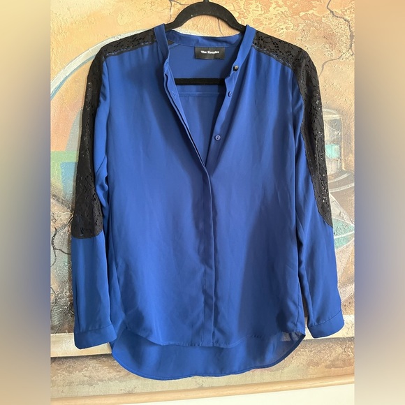 The Kooples Blue Button-down Blouse with lace trims - Picture 3 of 11